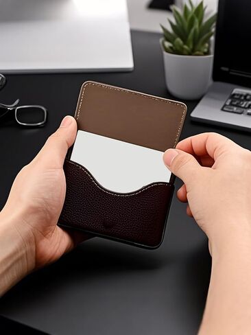 Business Card Holder, Business Card Wallet Leather Business Card Case Pocket Business Name Card Holder with Magnetic Shut, Credit Card ID Case wallet, Coffee in Saudi Arabia