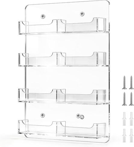 Acrylic business card holder Wall mounted business card holder Clear sticker display rack Multiple card organizer with screws and pre drilled holes for Cards display,8 Pockets in Saudi Arabia