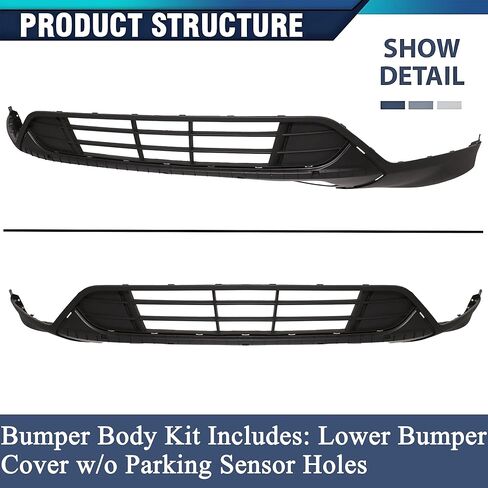 PENSUN Front Bumper Cover Kit for Ford Escape 2017-2019-S SE SEL - Front Bumper Body Kit with Grille, Lower Valance Skid Plate & Fog lights Kit in Saudi Arabia