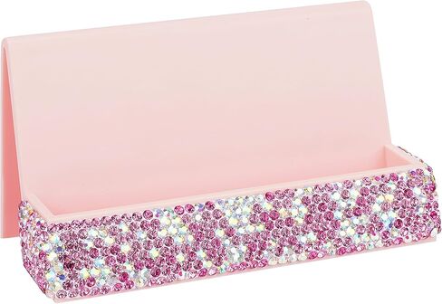 Business Card Holder with Sparkle Rhinestone – Chic Crystal Desktop Card Display Stand and Organizer for Office and Home, White in Kuwait