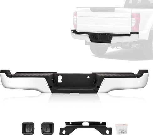 Chrome Steel Rear Bumper Ends for 2017-2022 Ford F-250 F-350 Super Duty, with Sensor Holes, Right in Saudi Arabia