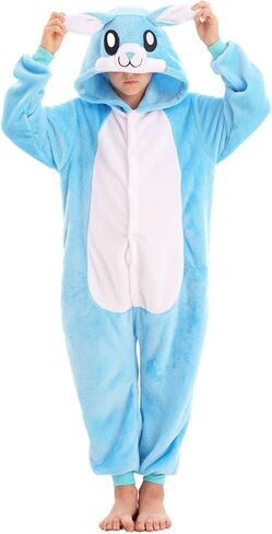 Animal Hooded Onesie Costume for Kids Adults Boys Girls Halloween Easter Mens Womens Cosplay Outfit Kit Bunny in Saudi Arabia