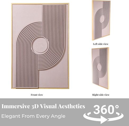 Large 3D Textured Framed Neutral Abstract Wall Art for Living Room, 3 Piece Modern Minimalist Artwork for Walls, Black White Beige Geometric Arches Pictures for Entryway Office Decor 24x36 In in Saudi Arabia