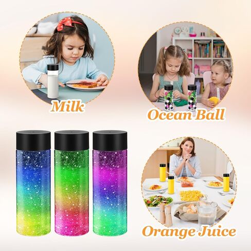 24 Pcs Clear Plastic Bottles Empty Sensory Bottles with Caps PET Plastic Juice Reusable Leakproof Drink Container Bulk for Juice Milk (12 OZ/350 ml, Black Lid) in Saudi Arabia