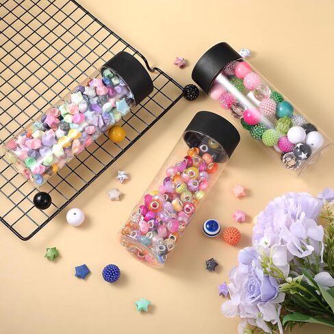 24 Pcs Clear Plastic Bottles Empty Sensory Bottles with Caps PET Plastic Juice Reusable Leakproof Drink Container Bulk for Juice Milk (12 OZ/350 ml, Black Lid) in Saudi Arabia