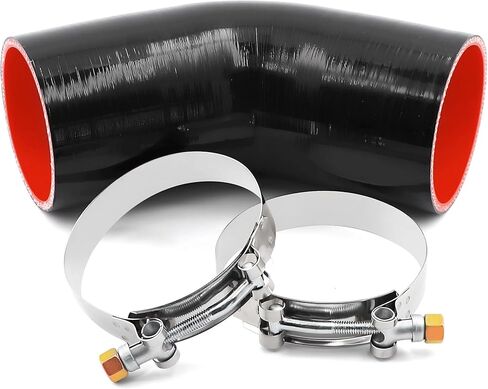 خرطوم سيليكون على شكل كوع 45 درجة، 3 بوصة (76 مم)، مقاس عالمي، أحمر، مقوى بـ 4 طبقات، سمك 5 مم، طول 4 بوصة، أنبوب تبريد داخلي، تشطيب آلي in Kuwait