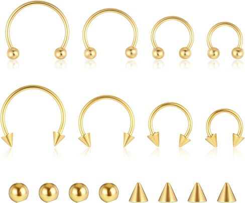16Gauge Septum Ring, 16PCS Horseshoe Septum Rings Stainless Steel Hinged Clicker Segment Septums Rings Gold Nose Piercing Jewelry Cartilage Helix Tragus Earring Hoop Eyebrow Lip Retainer (6/8/10/12mm) in Saudi Arabia