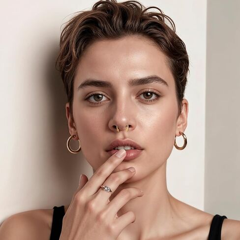 16Gauge Septum Ring, 16PCS Horseshoe Septum Rings Stainless Steel Hinged Clicker Segment Septums Rings Gold Nose Piercing Jewelry Cartilage Helix Tragus Earring Hoop Eyebrow Lip Retainer (6/8/10/12mm) in Saudi Arabia
