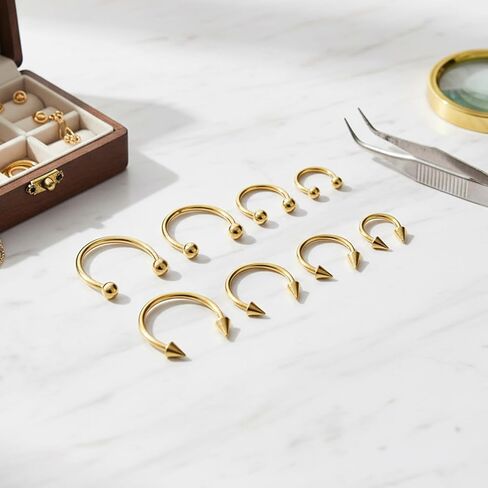 16Gauge Septum Ring, 16PCS Horseshoe Septum Rings Stainless Steel Hinged Clicker Segment Septums Rings Gold Nose Piercing Jewelry Cartilage Helix Tragus Earring Hoop Eyebrow Lip Retainer (6/8/10/12mm) in Saudi Arabia