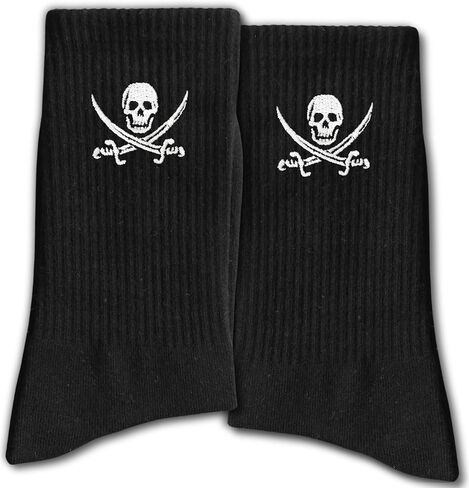 FujLoy Funny Ship's Socks - Black Crew Socks for Men, Women - Gifts for Him or Her in Saudi Arabia