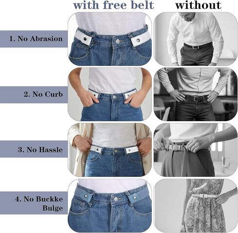 4pcs No Buckle Belt, Elastic Buckle Belt Adjustable Toddler Belts Baby Belts For Girls Boys Toddler Kids (White, Grey, Blue, Blue) in Saudi Arabia