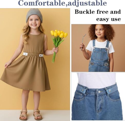 4pcs No Buckle Belt, Elastic Buckle Belt Adjustable Toddler Belts Baby Belts For Girls Boys Toddler Kids (White, Grey, Blue, Blue) in Saudi Arabia