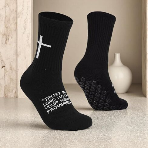 2Pairs Soccer Socks - Anti-Slip Grips Sports Sock with Bible for US 6-13 in Saudi Arabia