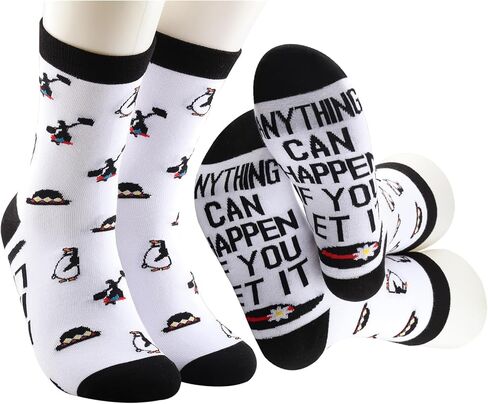 MBMSO Mary Musical Inspired Gift for Theatre Lover Movies Fan 2 Pairs Anything Can Happen If You Let It Musical Theatre Socks in Saudi Arabia