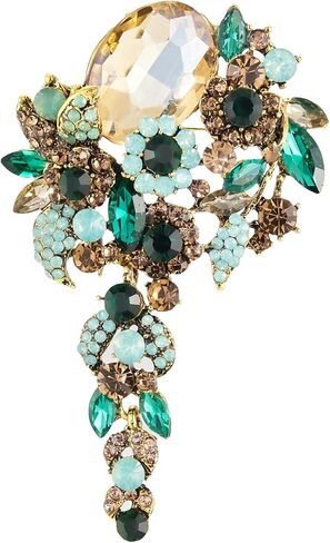 YOQUCOL Vintage Austrian Crystal Big Brooch Pin for Women Rhinestone Large Flower Brooches Lapel Pins Accessory in Saudi Arabia