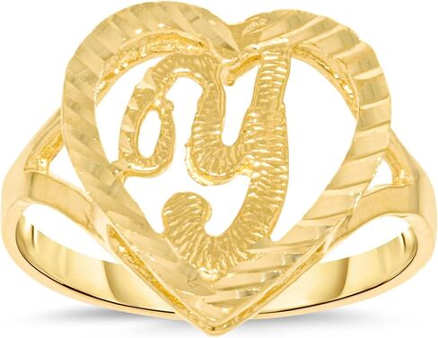 Floreo 10k Yellow Gold 15mm Heart Shape Letters A-Z Initial Ring Size 4-9 in Saudi Arabia