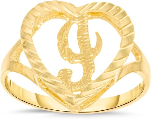 Floreo 10k Yellow Gold 15mm Heart Shape Letters A-Z Initial Ring Size 4-9 in Saudi Arabia
