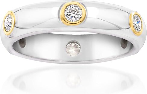 Ross-Simons 0.60 ct. t.w. Bezel-Set Lab-Grown Diamond Ring in Sterling Silver and 18kt Gold Over Sterling in Saudi Arabia