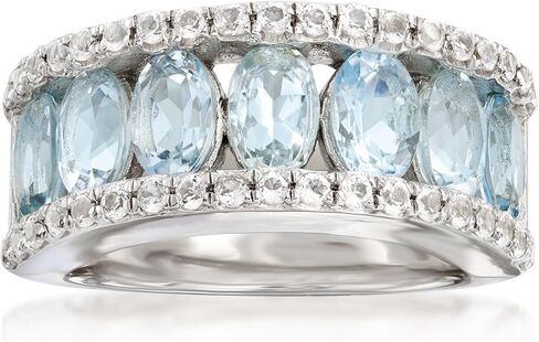 Ross-Simons 2.80 ct. t.w. Aquamarine and .70 ct. t.w. White Topaz Ring in Sterling Silver in Saudi Arabia