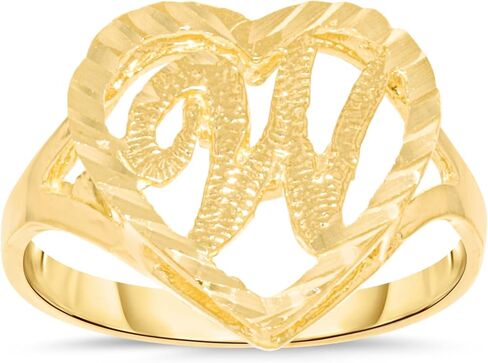 Floreo 10k Yellow Gold 15mm Heart Shape Letters A-Z Initial Ring Size 4-9 in Saudi Arabia