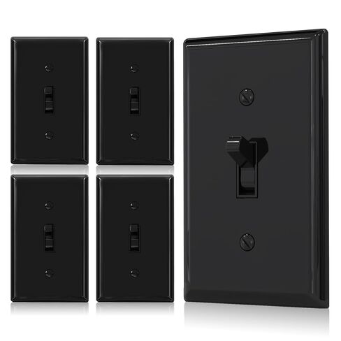 ELEGRP Single Pole Toggle Light Switch, 15 Amp, 120 Volt, Toggle Framed AC Quiet Switch, In Wall On/Off Switch Replacement, Self-Grounding, Residential and Commercial Grade, UL (10 Pack, Glossy Black) in Saudi Arabia