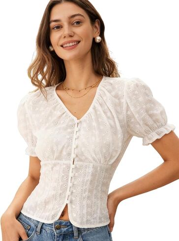 RIHOAS Black Jacquard Lace Button Blouse - Women's Fall Winter Must-Have, Business Casual Tops & Tees in Saudi Arabia