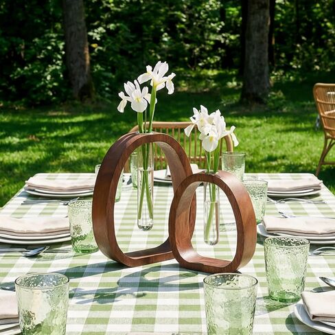 مجموعة هوموري مكونة من 2 أنبوب اختبار زجاجي مزهرية من خشب الجوز مقاس 7.5 بوصة و5.8 بوصة محطات نشر المزرعة الحديثة للديكور المنزلي، قطع مركزية للطاولة in Kuwait