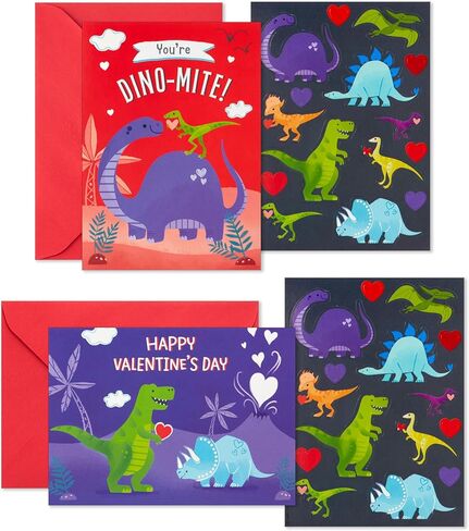 Hallmark Valentine's Day Cards and Stickers for Kids School, Dinosaur (24 Classroom Valentines with Envelopes) in Saudi Arabia
