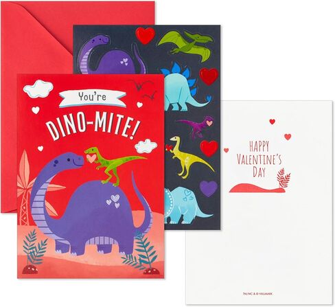 Hallmark Valentine's Day Cards and Stickers for Kids School, Dinosaur (24 Classroom Valentines with Envelopes) in Saudi Arabia