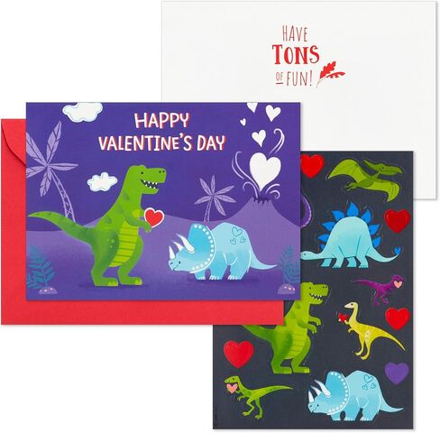 Hallmark Valentine's Day Cards and Stickers for Kids School, Dinosaur (24 Classroom Valentines with Envelopes) in Saudi Arabia