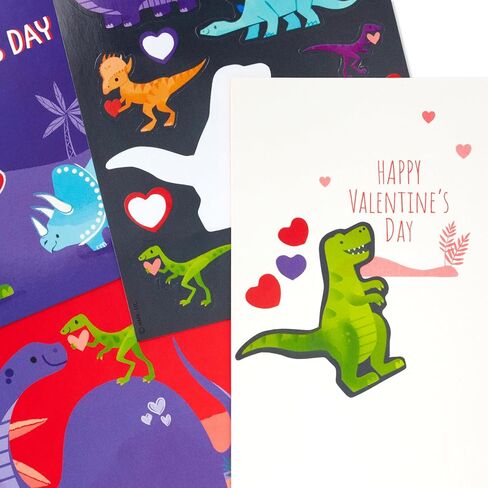 Hallmark Valentine's Day Cards and Stickers for Kids School, Dinosaur (24 Classroom Valentines with Envelopes) in Saudi Arabia