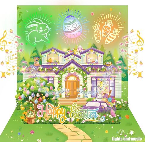 Easter Card, firework light and music for Pop Up Card, easter Greeting Cards with Envelope, Funny Easter gift For Family, Friend, Kids in Kuwait