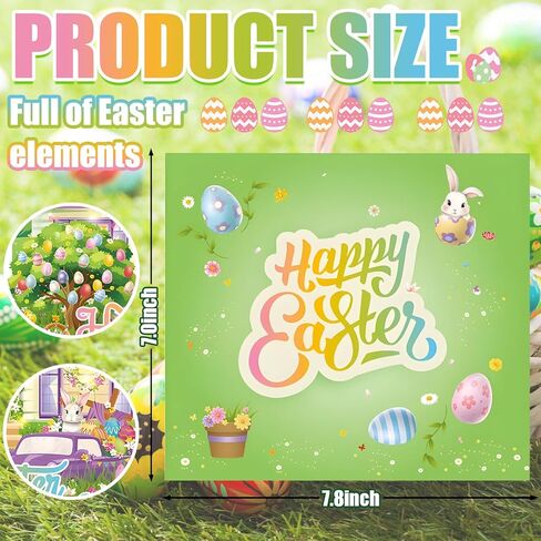 Easter Card, firework light and music for Pop Up Card, easter Greeting Cards with Envelope, Funny Easter gift For Family, Friend, Kids in Kuwait