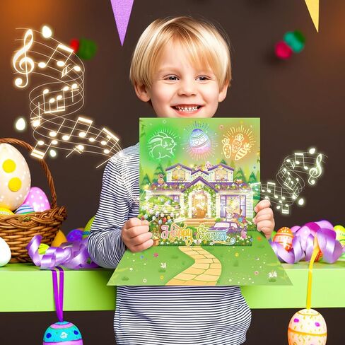 Easter Card, firework light and music for Pop Up Card, easter Greeting Cards with Envelope, Funny Easter gift For Family, Friend, Kids in Kuwait