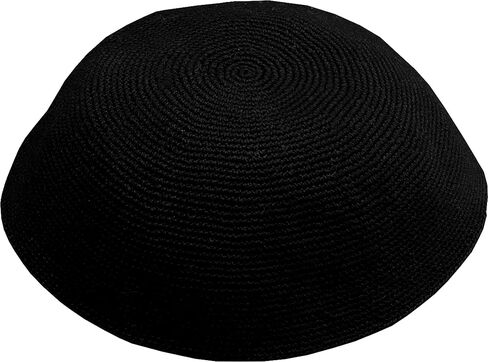 قبعة كيبا مصنوعة يدويًا من مزيج الألوان 100% قطن DMC محبوكة يدويًا مصممة في إسرائيل، قبعات للرجال، قبعة يارمولك، كيبا للرجال (أزرق محيطي، 19 سم - 7.5 بوصة - مسطحة) in Kuwait