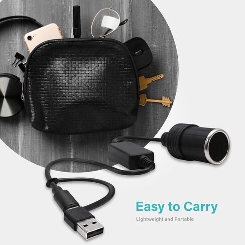 USB to Cigarette Lighter Adapter, 35cm Cable, USB A & C Input 5V, 12V Car Cigarette Lighter Socket Output, Power Converter for Dash Cam, GPS, LED Lights& More in Saudi Arabia