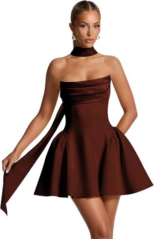 Satin Homecoming Dresses with Scarf for Teens 2025 Strapless Corset Puffy Short Prom Cocktail Dresses LIN018 in Saudi Arabia