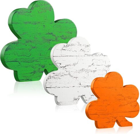 Yookeer 3 Pieces St. Patrick's Day Decorations Wooden Shamrock Table Signs Saint Patty's Day Shamrock Decorations Irish Themed Table St. Patricks Centerpiece for Home Desk Office Party(Fresh) in Saudi Arabia