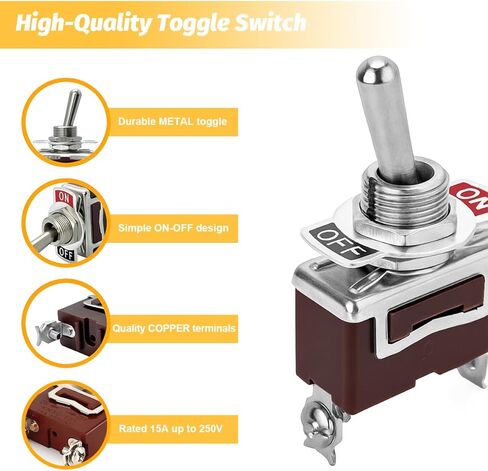 4 حزمة تبديل التبديل، 2 دبوس 2 موقف للماء SPST 20A 250V تشغيل / إيقاف تبديل التبديل مع غطاء الحذاء، الملحقات الكهربائية السيارات الثقيلة، عالمية لشاحنات سيدان in Saudi Arabia