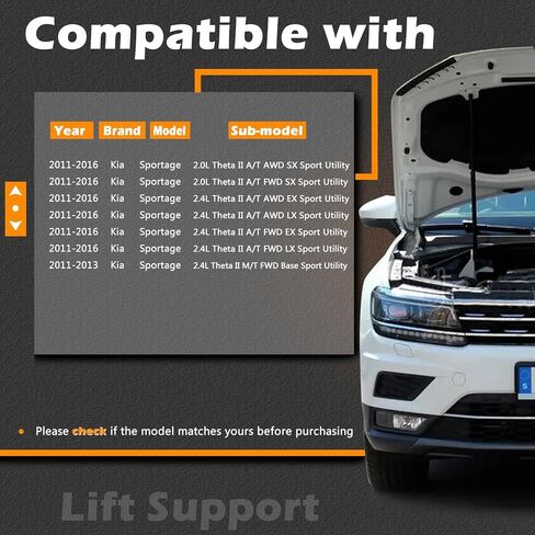 2 قطعة 17.95 بوصة دعامات صندوق رفع السيارة تدعم دعامات الرفع المتوافقة مع Kia Sportage 11-16 Sport Utility 4 أبواب صدمة غاز زنبركي أسطوانة خلفية خلفية الباب الخلفي تحل محل فتحة الباب الخلفي 817703W000 817803W000 in Saudi Arabia