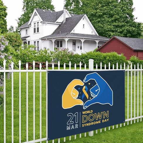العالم متلازمة داون يوم التوعية راية 47x71in زينة الشرفة ساحة علامات نسيج الخلفيات ديكور الحفلات لوازم خلفية العلم in Kuwait