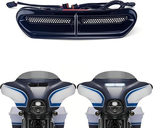 FATECIM Dynamic LED Motorcycle Batwing Fairing Vent Insert Lights for Harley Touring Street Glide Ultra Limited Electra Glide FLHX FLHTK 2014-2023 (Chrome with White Running Light & Amber Turn Signal) in Saudi Arabia