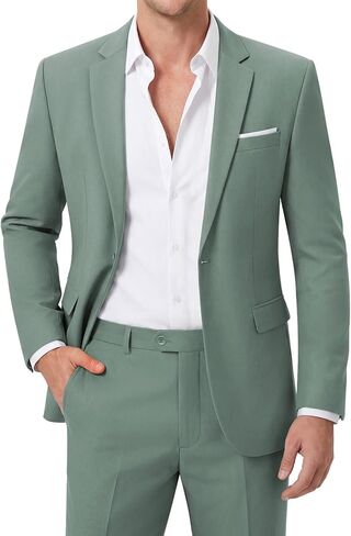 MAGE MALE Men's 2 Piece One Button Suits Set Slim Fit Tuxedo Blazer Jacket and Pants for Party Wedding & Business in Kuwait