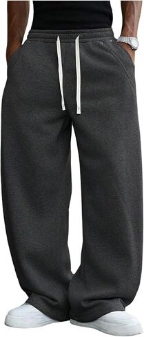 QJQ Men's Y2k Baggy Sweatpants Wide Leg Oversized Track Trousers Casual Streetwear Pants with Pockets in Saudi Arabia