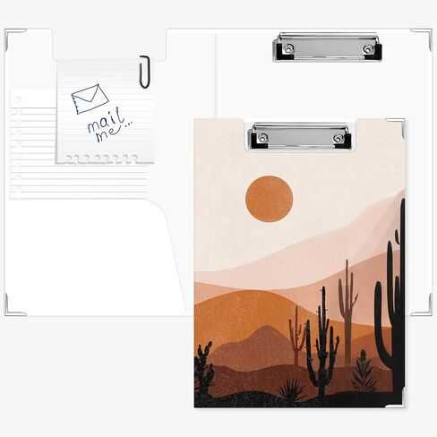 Knibeo Boho Western Sunset Desert الحافظة فوليو مع جيب تخزين للفصول الدراسية المكتبية، ريفي ريفي جنوب غرب بادفوليو مع مشبك معدني للممرضات والطلاب والنساء والرجال، 12.4 × 9.25 بوصة in Saudi Arabia