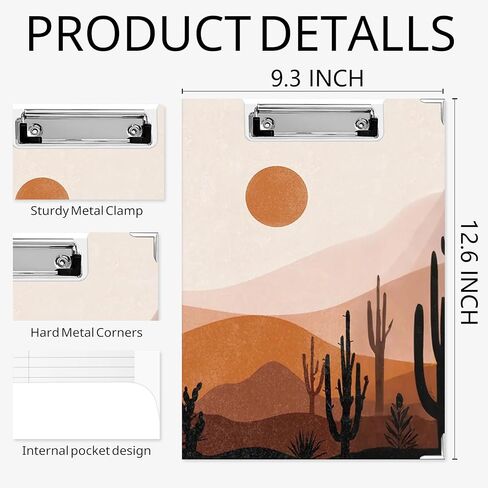 Knibeo Boho Western Sunset Desert الحافظة فوليو مع جيب تخزين للفصول الدراسية المكتبية، ريفي ريفي جنوب غرب بادفوليو مع مشبك معدني للممرضات والطلاب والنساء والرجال، 12.4 × 9.25 بوصة in Saudi Arabia