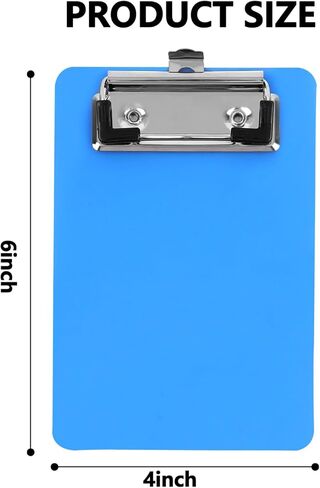 Mini Clipboard Set, 4 x 6 Inch Small Pocket Clipboards, Plastic A6 Clipboards with Profile Clip for Small Notepads Receipts Tickets - 2 Pack (Blue) in Saudi Arabia