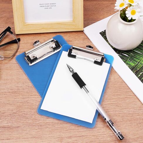 Mini Clipboard Set, 4 x 6 Inch Small Pocket Clipboards, Plastic A6 Clipboards with Profile Clip for Small Notepads Receipts Tickets - 2 Pack (Blue) in Saudi Arabia