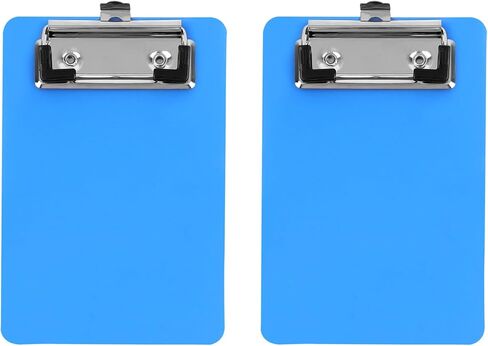 Mini Clipboard Set, 4 x 6 Inch Small Pocket Clipboards, Plastic A6 Clipboards with Profile Clip for Small Notepads Receipts Tickets - 2 Pack (Blue) in Saudi Arabia