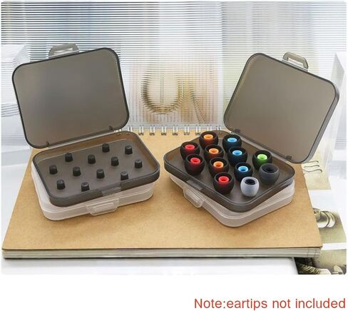 A2 Portable Headphone eartips case Silicone IEM Eartip Cap Storage Box for 4mm - 6mm Memory Foam Eartips Earbud Replacement Tips Dustproof Case (Pack of 2 Pieces) (Transparent Black) in Kuwait